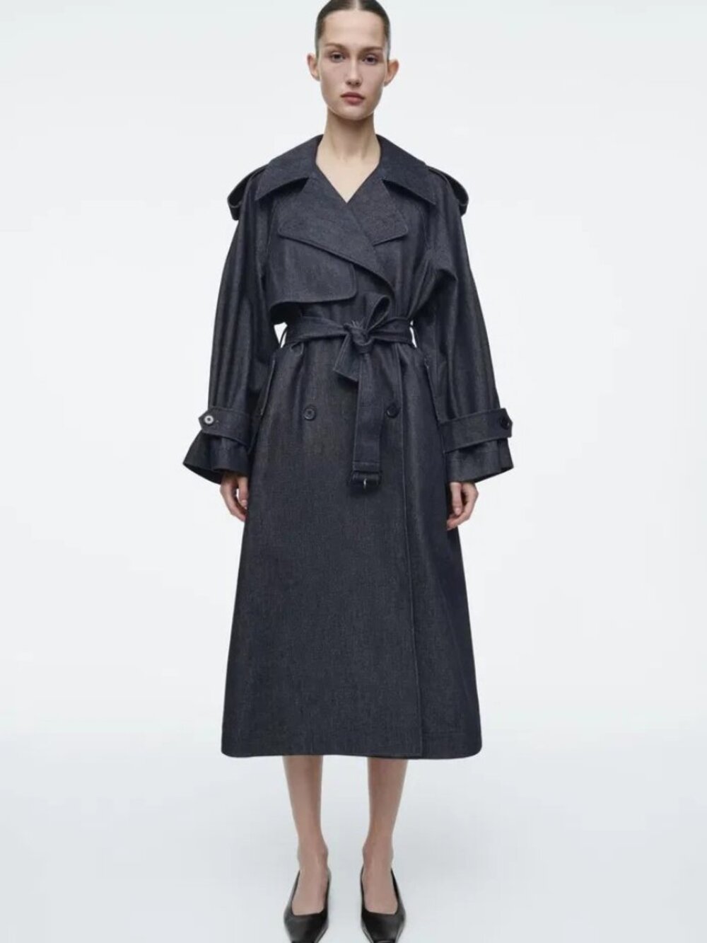 COS Oversized Dark Denim Trench - Size L